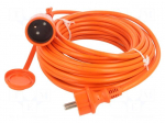 Extension lead | 3x1.5mm2 | 15m | PVC | orange | Sockets no: 1 | 16A