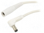 Cable | 1x1mm2 | DC 5,5/2,1 plug,DC 5,5/2,1 socket | angled | white
