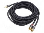 Cable | RCA plug,RCA plug x2 | 5m | Plating: gold-plated | black-grey