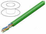Wire | U/UTP | Cat 5e | 4x2x25AWG | Cu | wire | PVC | green | 305m | CPR: Fca