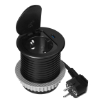 Uued tooted // Gniazdo meblowe ?6cm wpuszczane w blat z pokrywką, ładowarką USB i przewodem 1,9m, 1x2P+Z (Schuko), 1xUSB (typ C; 20W), czarne