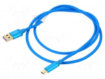 Cable | USB 2.0 | USB A plug,USB C plug | gold-plated | 1m | blue