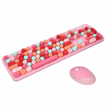 MOFII Sweet Wireless Keyboard and Optical Mouse 2,4G USB Pink - Multi Color Buttons