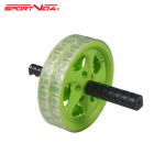SportVida Fitness Flat Double Roller (17.5cm) for Excersises ergonomic rubbered grips Green