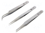 Tweezers: kit | universal | 3pcs | Kit: PG-2A-SA,PG-3-SA,PG-7-SA