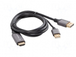 Cable | DisplayPort plug,HDMI plug,USB A plug | PVC | 1m | black
