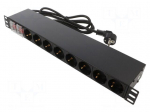 Plug socket strip: supply | Sockets: 16 | 230VAC | 16A | black | 2m | IP20