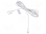 Cable | CEE 7/16 (C) plug,IEC C7 female | 5m | white | 2.5A | 230V
