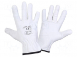Protective gloves | Size: 8 | white | natural leather | tag