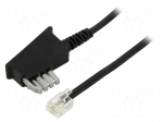Cable: telephone | RJ11 plug,TAE N plug | 6m | black | Insulation: PVC