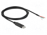 Cable | USB 2.0 | wires,USB A plug | gold-plated | 2m | black | Cu | 26AWG