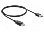 Cable | USB 2.0 | USB A socket,USB A plug double sided | 1m | black