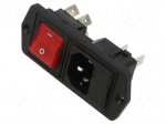 Connector: AC supply | socket | male | 10A | 250VAC | C14 (E) | IEC 60320