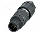 Connector: M12 | plug | PIN: 4 | 125V | straight | IP65 | IDC | A code | 4A