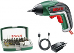Bosch Cordless screwdriver IXO 5, with 32-piece bit set (green/black, Li-ion battery 1.5Ah 3.6V)