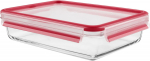 Emsa CLIP & CLOSE glass food storage container 2.0 liters (transparent/red, rectangular)