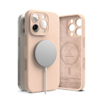 Ringke iPhone 16 Pro Max silikoonist magnetkaitse roosa liivaga