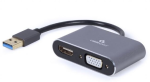 Gembird A-USB3-HDMIVGA-01 USB 3.0 to HDMI + VGA Adapter / space grey