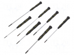 Kit: screwdrivers | Pcs: 7 | precision | Phillips,slot | ESD