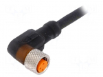 Connector: M8 | 5m | female | PIN: 3 | angled 90&deg; | plug | PUR