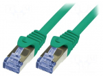 Patch cord | S/FTP | 6a | stranded | Cu | LSZH | green | 5m | 26AWG