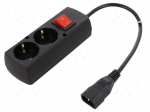 Cable | IEC C14 male,CEE 7/3 (F) socket | 0.3m | with switch | black
