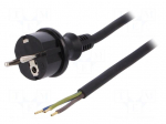 Cable | SCHUKO plug,CEE 7/7 (E/F) plug,wires | 3m | black | rubber