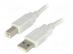 Cable | USB 2.0 | USB A plug,USB B plug | 5m | grey | Core: Cu