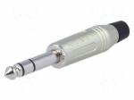 Connector: Jack 6,3mm | plug | male | stereo | ways: 3 | straight | grey