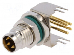 Connector: M8 | male | PIN: 4 | 4A | 30V | IP68 | angled 90&deg; | socket | metal