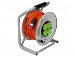 Extension lead | 3x2.5mm2 | 50m | PVC | orange | Sockets no: 4 | reel | 16A