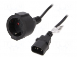 Cable | 3x0.75mm2 | CEE 7/3 (F) socket,IEC C14 male | PVC | 1m | black