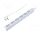 Plug socket strip: supply | Sockets: 6 | 250VAC | 15A | white | 1.5m