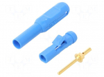Laboratory connector: 1,5mm banana | plug | blue | soldered,crimped
