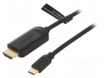 Adapter | HDMI 1.4 | HDMI plug,USB C plug | gold-plated | 2m | PVC