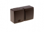 BETA block surface switch + socket with grounding and cover brown IP44