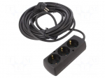 Extension lead | 3x1.5mm2 | Len: 10m | PVC | black | Sockets no: 3 | 16A