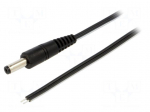 Cable | 2x0.5mm2 | wires,DC 4,8/1,7 plug | straight | black | 1.5m