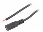 Cable | 2x0.5mm2 | wires,DC 5,5/2,5 socket | straight | black | 1.5m
