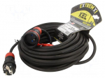 Extension lead | 3x2.5mm2 | 20m | rubber | black | Sockets no: 1 | 16A