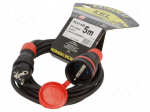 Extension lead | 3x1.5mm2 | 5m | rubber | black | Sockets no: 1 | 16A