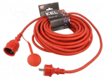 Extension lead | 3x2.5mm2 | 20m | rubber | red | Sockets no: 1 | 16A