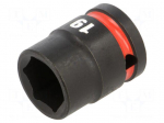 Socket | socket spanner,impact | HEX 19mm | 1/2" | short