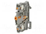 Splice terminal: rail | for DIN rail mounting | spring clamp | grey