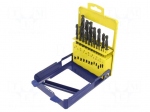 Drill set | for metal | high speed steel | plastic cassette | 19pcs.