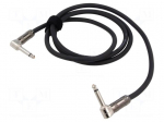 Cable | Jack 6.3mm 2pin angled plug,both sides | 1.5m | black | 1mm2
