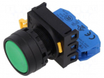 Switch: push-button | 22mm | Stabl.pos: 2 | NO | green | none | IP65 | flat