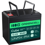 Green Cell CUBE LiFePO4 50Ah 12.8V 640Wh Lithium Iron Phosphate Battery for Camper, Golf Cart,Wind Power Plant