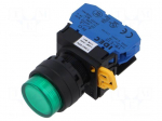 Switch: push-button | 22mm | Stabl.pos: 2 | NO | green | LED | IP65 | YW