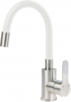 Washbasin mixer with curved spout